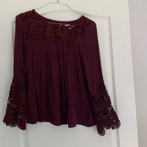 Burgundy Lace Blouse